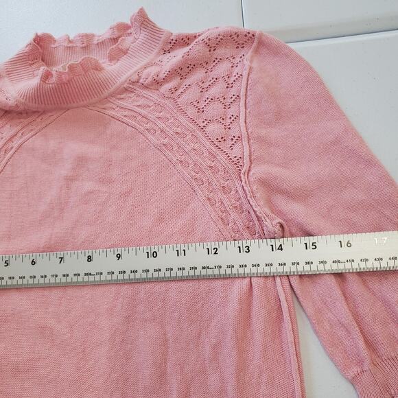 Intimately Free People Bodysuit Womens Medium Pink Lace Mock Neck Cottagecore - Picture 8 of 10